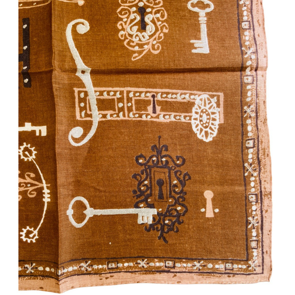 Jeanne Miller Handkerchief Vintage Skeleton Keys Lock Doorknob Hinges Victorian - Picture 5 of 8